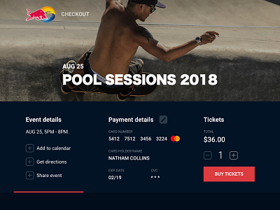 Daily UI - 002: Credit Card Checkout checkout daily ui red bull redbull sketch