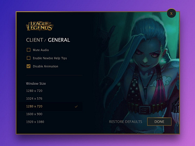 Daily UI - 007: Settings daily ui league of legends lol sketch