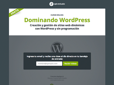 Landing page curso Dominando WordPress course landing page webdesign wordpress