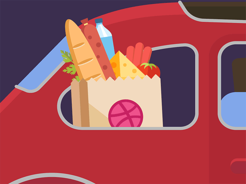 Cruisin 2d ae animated animation car flat food gif graphics loop motion vector