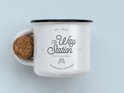 The Way Station coffee shop graphic design hipster icon logo mug script