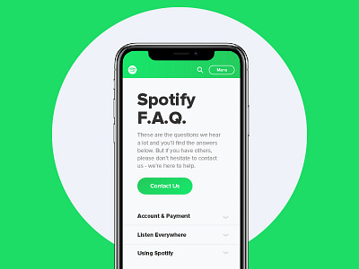 Daily UI #092 F.A.Q. challenge daily ui faq gradient graphic design interface minimal mobile simple spotify web web design