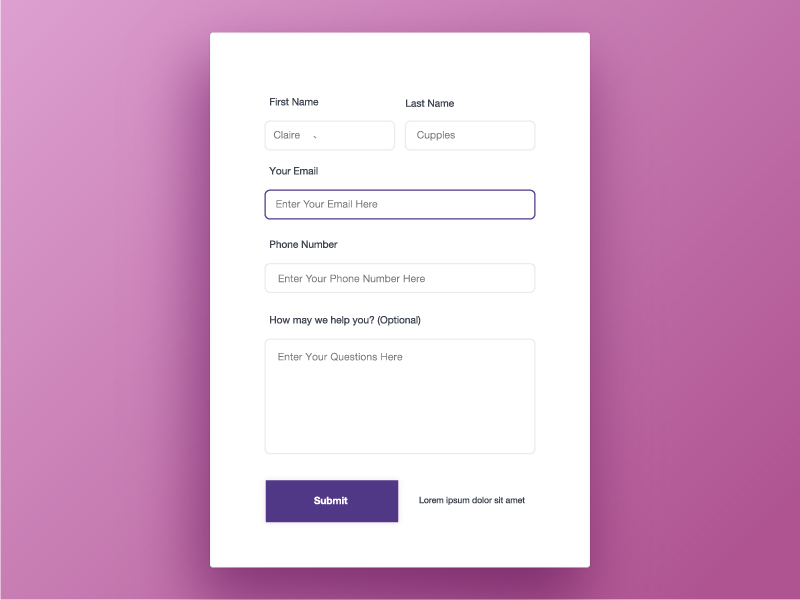 Form UI by Claire on Dribbble