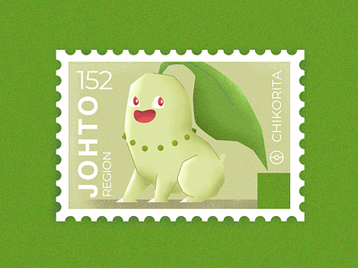 Pokemon Postage Stamps: 152 Chikorita chikorita cute illustration pokedex pokemon postage stamp stamps stickers