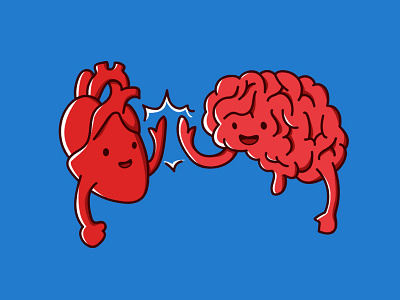 Hi Five! brain cute heart icon illustration t shirt