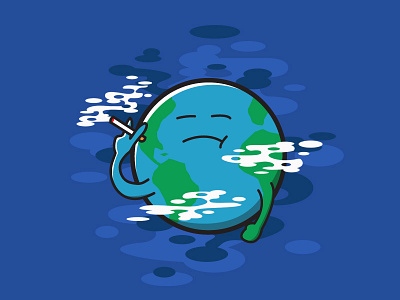 Polluted Earth cigarette cute earth icon illustration pollute smoking t shirt