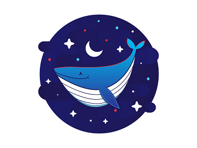 Dreaming Whale illustration moon sky stars stickers whale