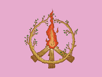 Peace burn doodle fire peace t shirt tees tree