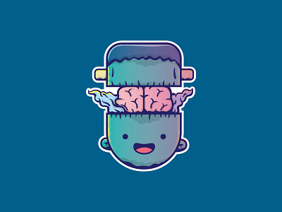 Frankenstein cute frankenstein halloween illuatration scary stickermule stickers