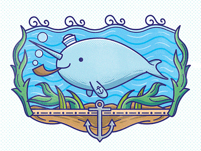 Narwhal Sailor animal childrenbook cute icon illustration stickers t shirt tees vector