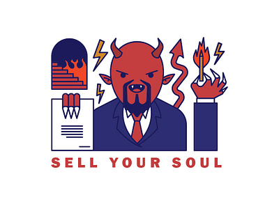 Sell Your Soul cartoon cute devil hell illustration stickers t shirt t shirt tees