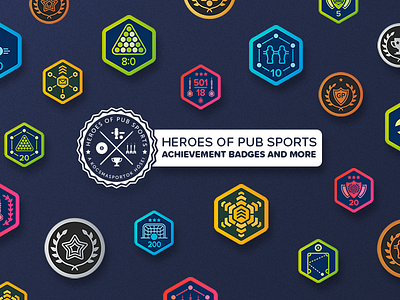 Heroes of Pub Sports – Achievement Badges and More achievement badge billiards darts foosball icon icons pub sport