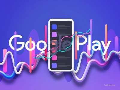 Ilustración Googleplay abstract app dashboad design google play gradient identity illustration mobile poster shapes stats theepode ui vector