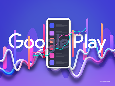 Ilustración Googleplay abstract app dashboad design google play gradient identity illustration mobile poster shapes stats theepode ui vector