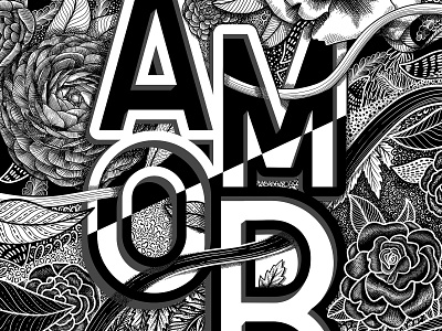 AMOR art design graphic design handmade illustration lettering typography