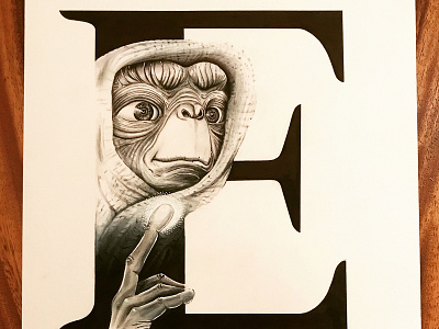 E.T. home phone handmade letter e lettering typography