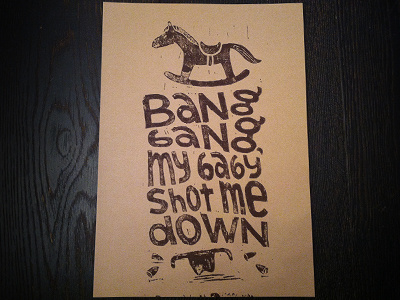 "BangBang" Block Print block print blockprint illustration lettering letters linocut poster print typography