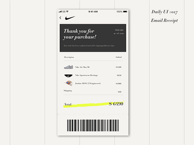 DailyUI #O17＿Email Receipt app dailyui design email receipt illustration ui