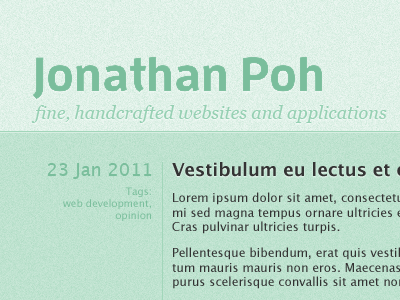 jonathanpoh.com homepage (green) personal web