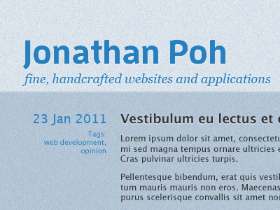 jonathanpoh.com homepage (blue) personal web