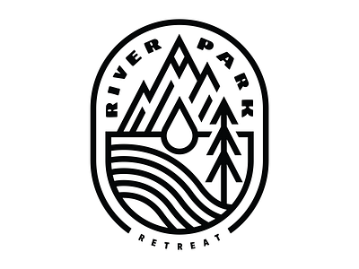 River Park Retreat Cafe Logo cafe cup design logo mountains park provo qualtrics river tree water