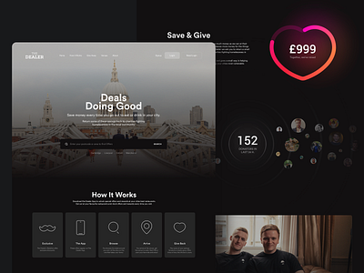 The Dealer | Landing Page blog charity clean dark dark mode eat out flat food landing page night night mode resturant simple template ui ux web webapp website