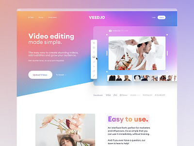 VEED.IO | Home Page Exploration v.5 brand brand identity branding colorful editing editor home page landing landing page landing page design modern subtitle video video editing web web app web design web page website website design