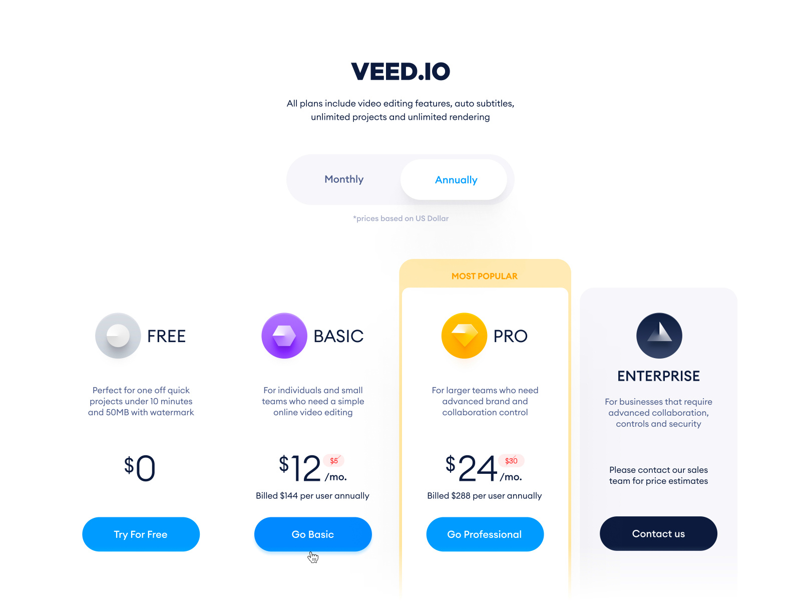 VEED.IO Pricing Page by Aryana Shakibaei on Dribbble