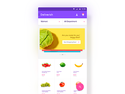 Deliverish - Grocery Store App delivery ecommerce food grocery grocery store material material design order shop shopping store supermarket