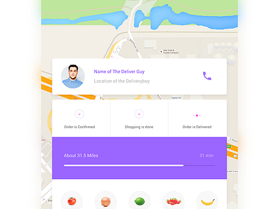 Tracking Order delivery delivery service distance ecommerce grocery location map material design order status track tracking