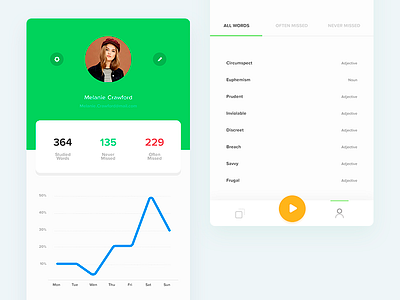 Flashy Profile app e learn education english flash flash card learning menu profile self study setting statistic