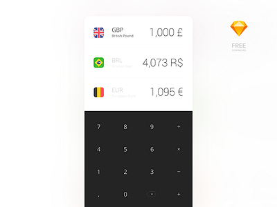 Currency Convertor App bank convert convertor currency download flat free freebie keyboard keypad money sketch