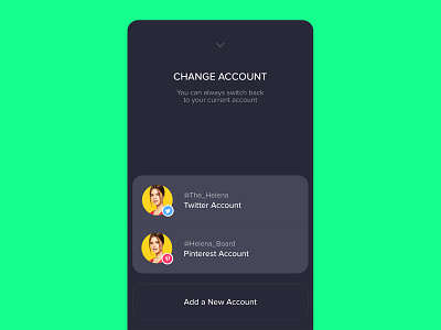 Account Switcher account app application interface ios iphone layer popup profile social social change socialapp socialmedia switch switcher ui uidesign ux uxuidesign