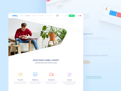 Viabill - How It Works clean design how it works icons information landing landing page landing page design modern screens simple site web webpage design website
