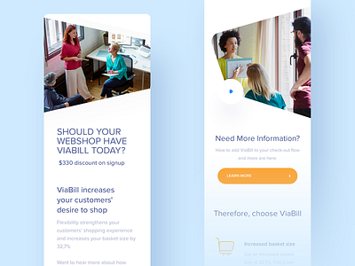 Viabill - For Webshops (Mobile Version) app application clean ios iphone landing landing page landing page design mobile simple ui ux web web design webpage website