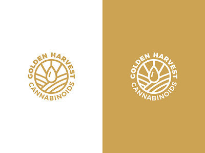 Golden Harvest Logo branding cannabinoids cbd circular logo gold logotype stamp