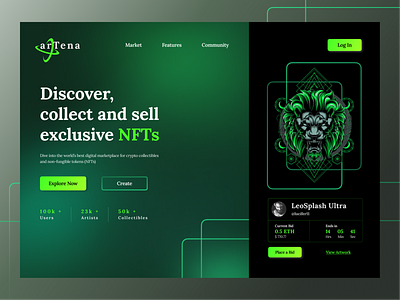 arTena - NFT Marketplace Landing Page