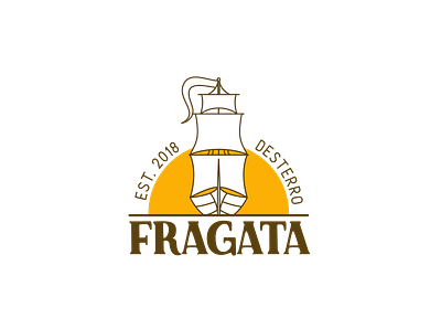Fragata Clothing Company Logo branding caravel clothing design logo sea ship sun tattoo yellow