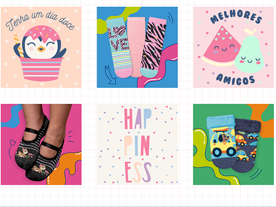 Cia da Meia - social media brazil colorful colors cute design feed fun instagram socks template visual identity