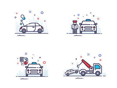 Icons car icon style icons illustration mbe trend vehicle service
