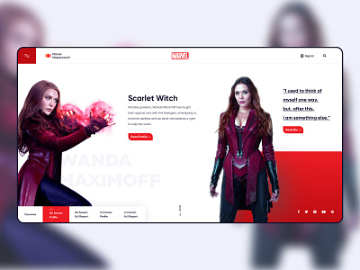 Avengers Characters Page app avengers behance branding character clean creative designers designinspiration dribbble graphic design marvel simple typography uiconcept uidesign uiux web webdesign website