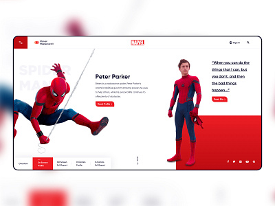 Marvel Characters Page app avengers behance character clean creative design dribbble flat graphic design inspiration marvel movie simple spiderman typography ui ux web webdesign