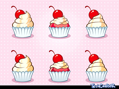 Yummy Cupcakes - Cartoon Style cake cartoon cup cupcake illustration style yummy