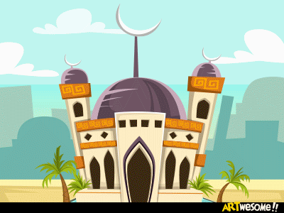 Cartoon Mosque Building Illustration by Muhamad Rizqi on 