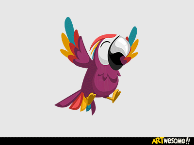 Macaw - Popt.in Mascot Animation animation bird cartoon cute design fly macaw mascot spritesheet