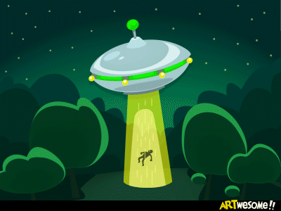 UFO - Alien Abduction Scene abduction alien cartoon illustration scene ufo