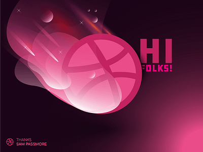 Hi Folks! design first folks hi ksonerkaya meteor moon pink purple shot space thanks