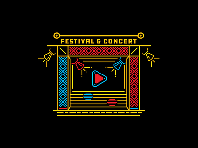 Festival&Concert Line Illustration blue concert event festival illustration line play red vector yellow