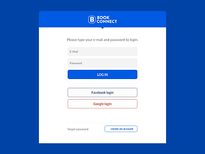 BookConnect Login Screen UI Logo Design book connect dashboard login signin signup social