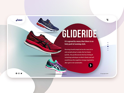 Asics Home Page UI Concept Design asics branding desktop glideride homepage interface layout nike product red shoes space sport ui ui design user whitespace